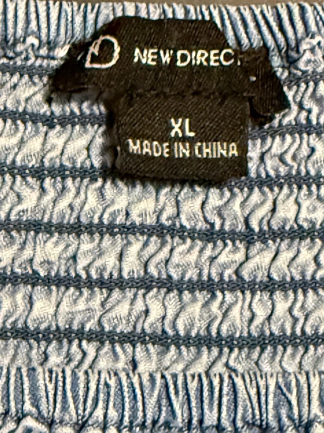 New Directions Smocked Denim Dress Size XL Light Blue Chambray Off Shoulder 4