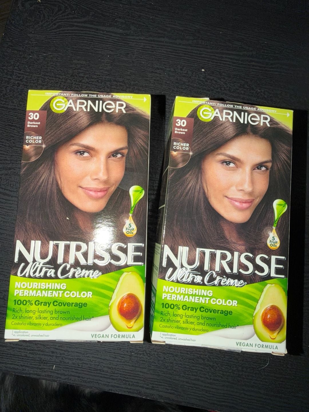 2pkGarnier Nutrisse Ultra Creme Nourishing Permanent Hair Color 30 Darkest Brown 1