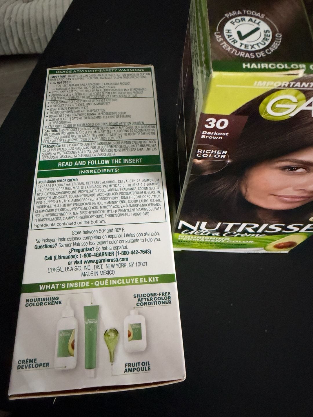 2pkGarnier Nutrisse Ultra Creme Nourishing Permanent Hair Color 30 Darkest Brown 3