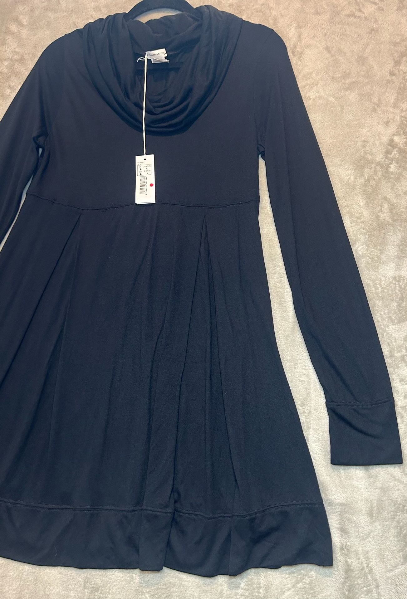 Intimissimi Cowl Neck Tunic Dress Size L Black Long Sleeve 4
