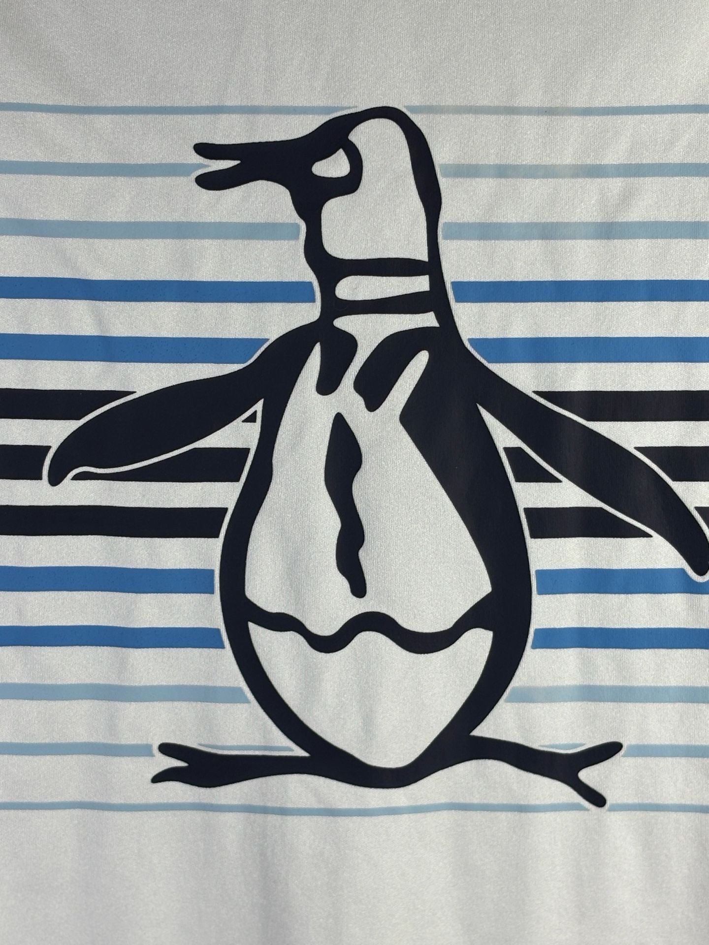 Original Penguin Graphic T-Shirt Size L White Blue Striped 3