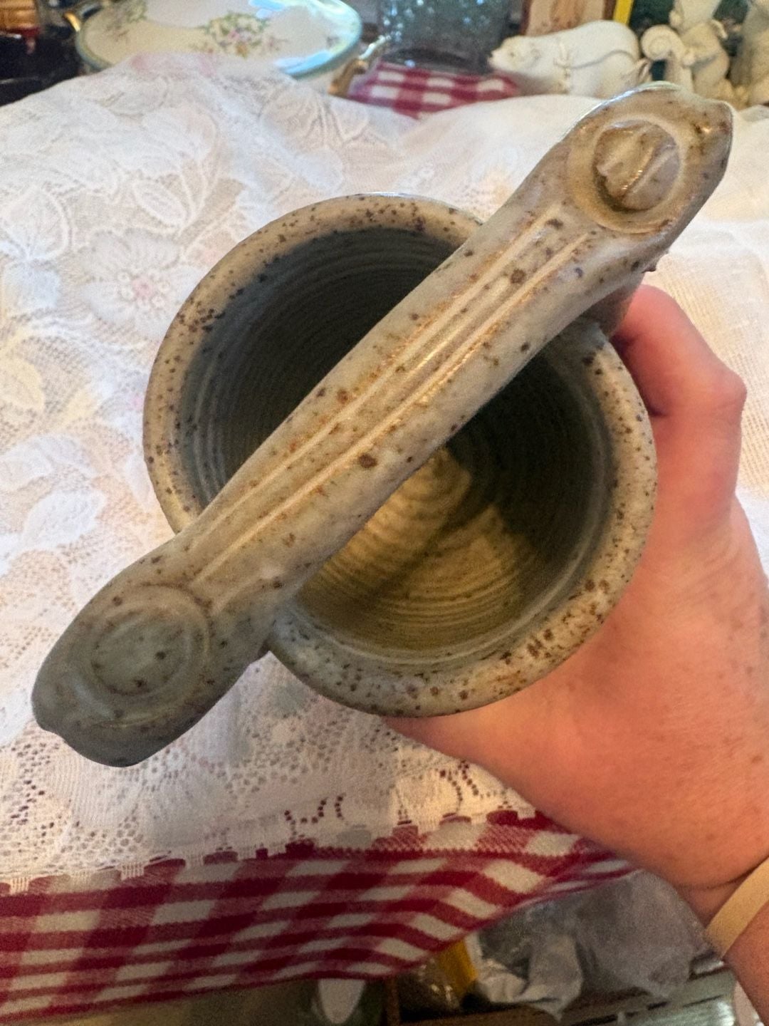 Tokheim Stoneware Windmill Utensil Crock Ceramic Pitcher 8