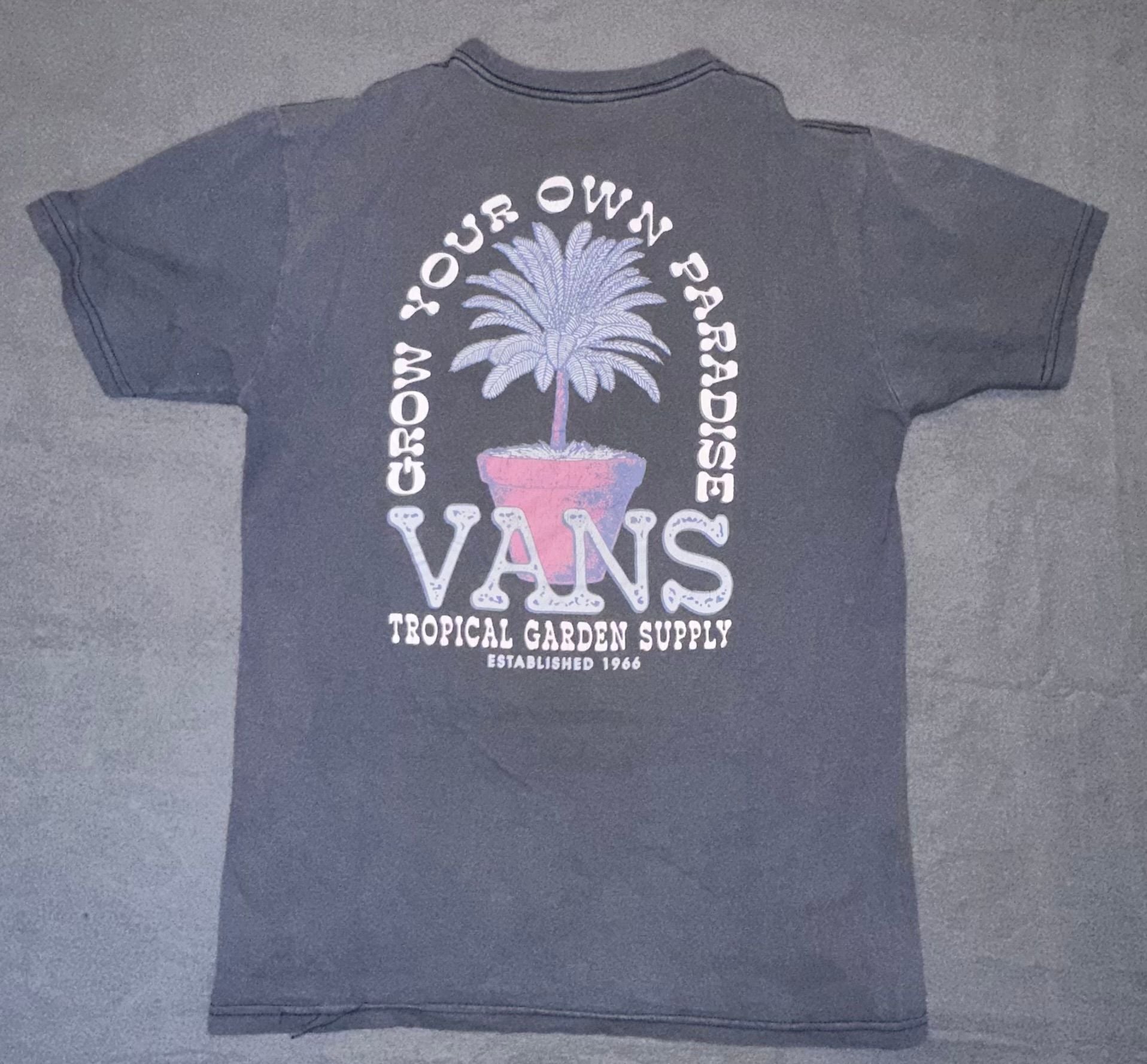 Vans Tropical Garden Supply T-Shirt Size Small Charcoal Graphic Tee 4