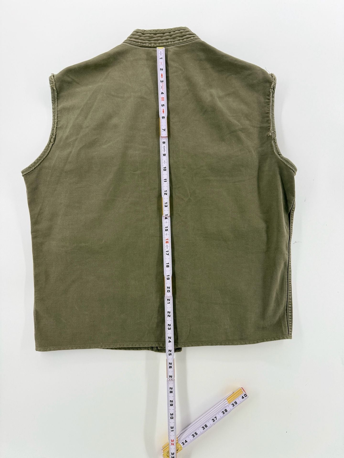 Vintage 90s Olive Military Utility Vest XL Multi Pocket D Ring Distressed 5