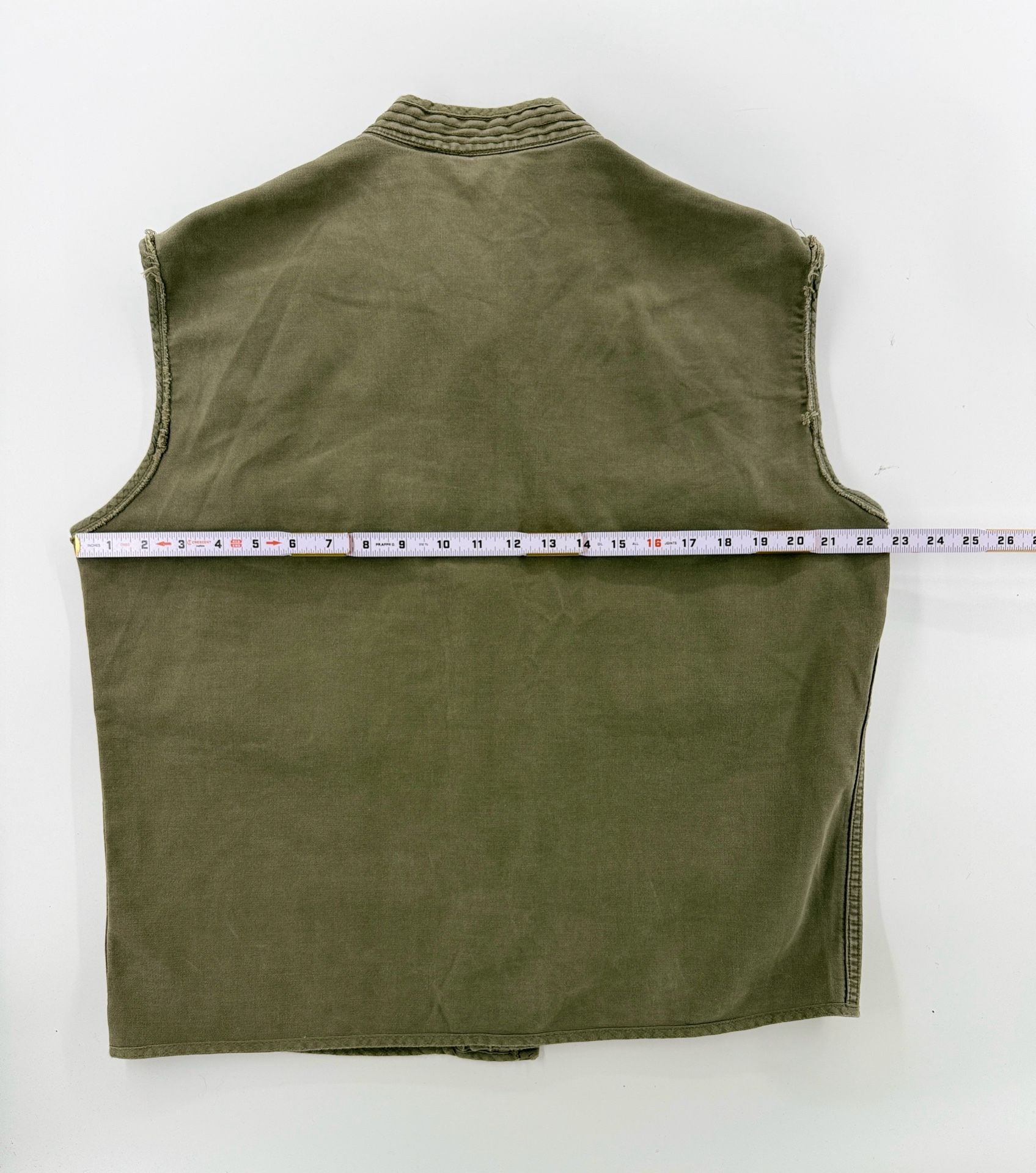 Vintage 90s Olive Military Utility Vest XL Multi Pocket D Ring Distressed 6
