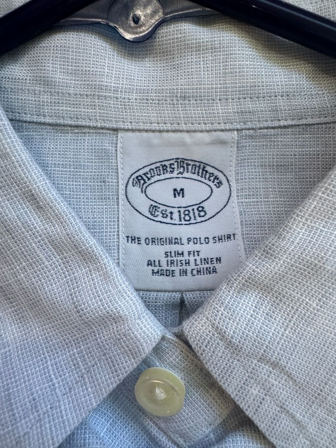 Brooks Brothers Light Blue Linen Button Down Shirt Coastal Preppy Size M 4