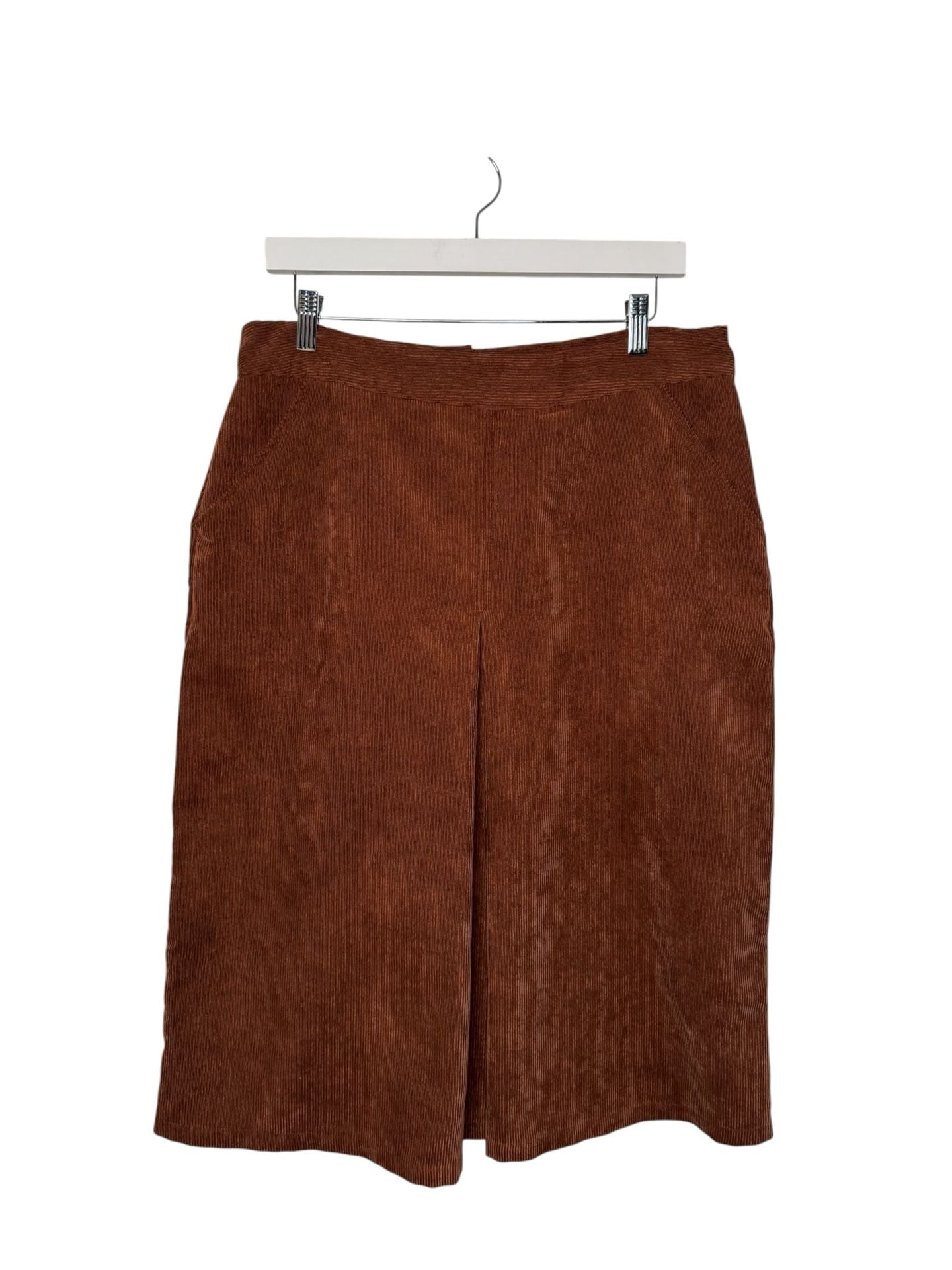 Christopher & Banks Corduroy Midi Skirt Size 8 Brown Front Pleat 2
