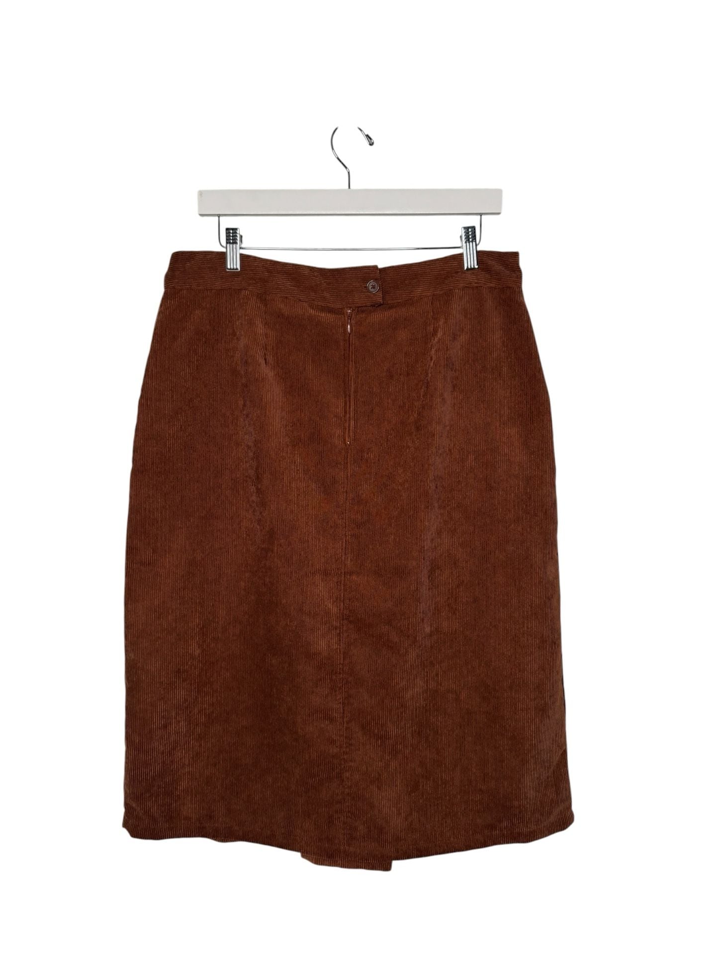 Christopher & Banks Corduroy Midi Skirt Size 8 Brown Front Pleat 3
