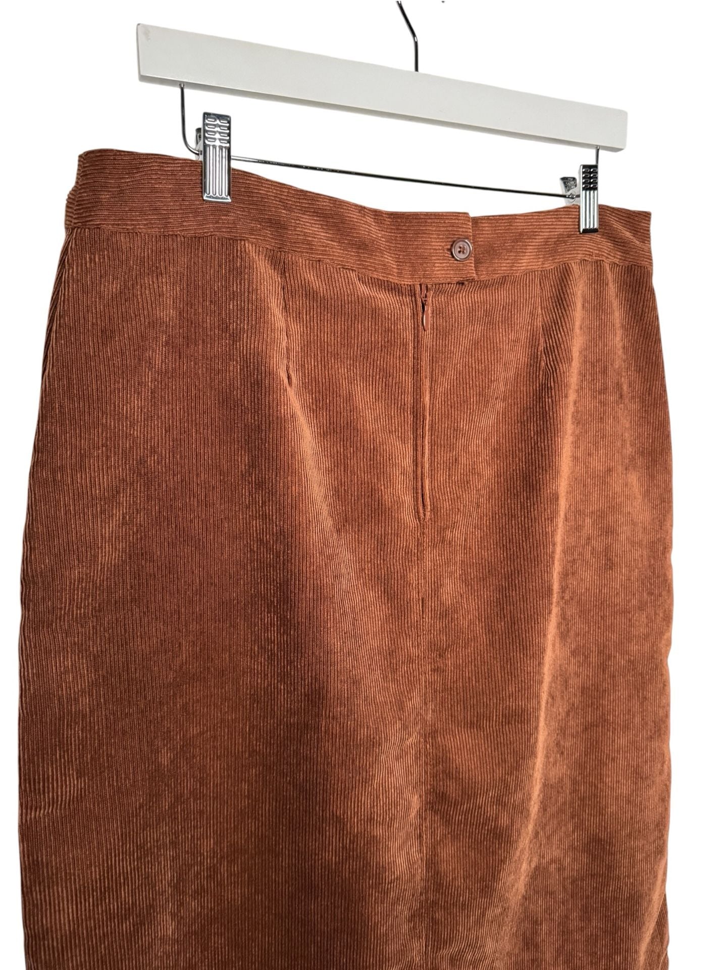 Christopher & Banks Corduroy Midi Skirt Size 8 Brown Front Pleat 6