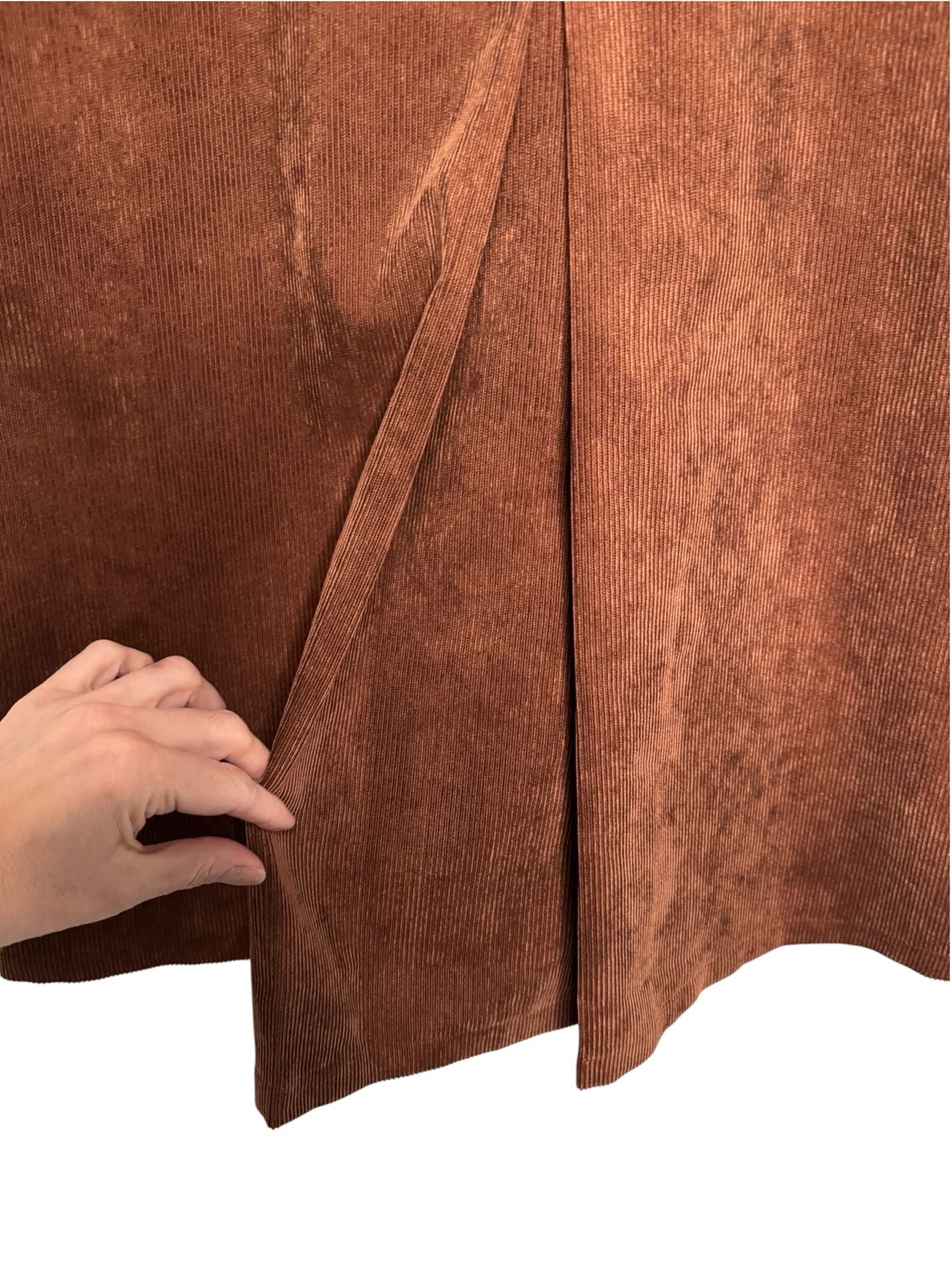 Christopher & Banks Corduroy Midi Skirt Size 8 Brown Front Pleat 7