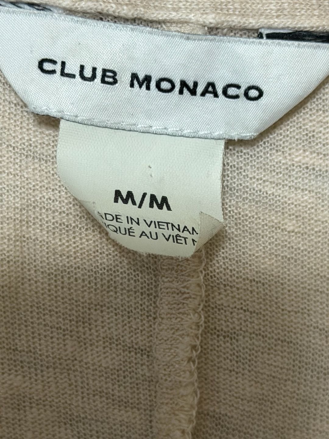 Club Monaco Top Size M/M Beige V-Neck Button Placket Short Sleeve 4