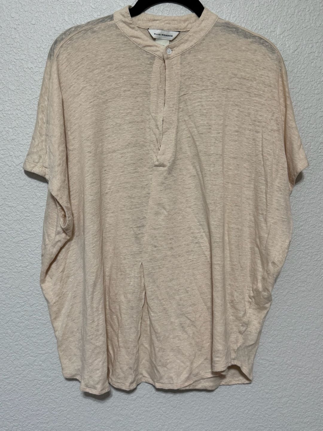 Club Monaco Top Size M/M Beige V-Neck Button Placket Short Sleeve 7