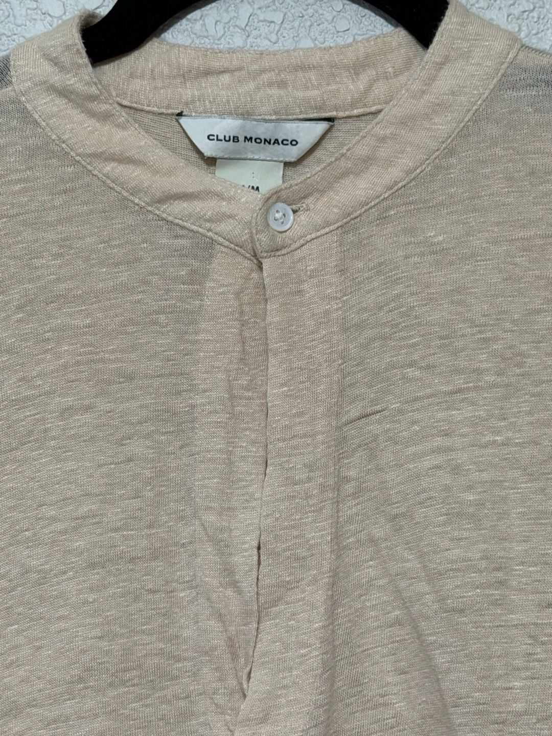 Club Monaco Top Size M/M Beige V-Neck Button Placket Short Sleeve 8