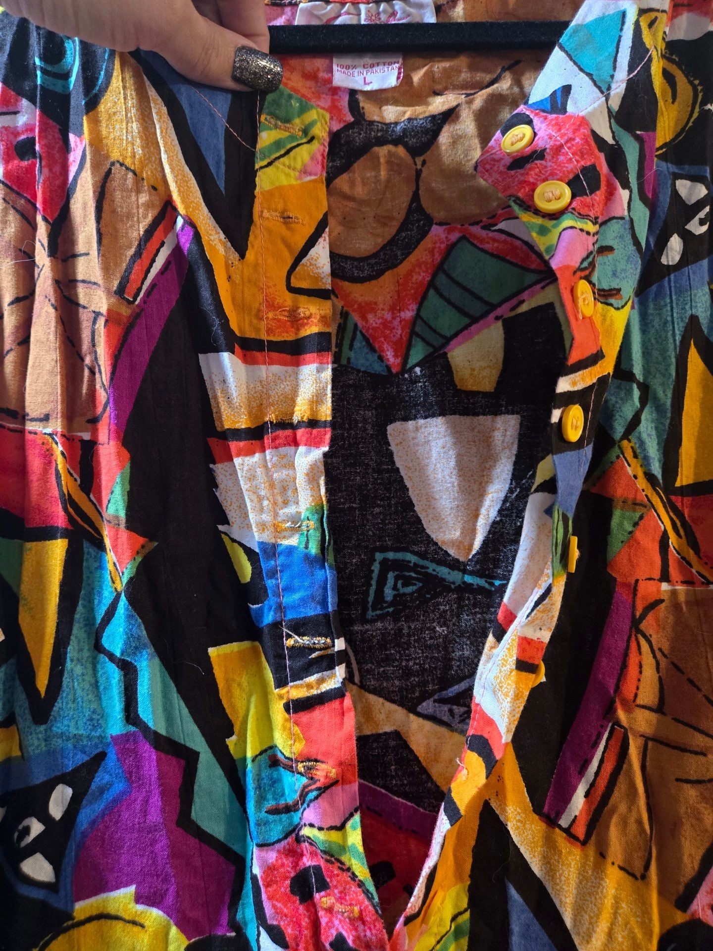 Sita Vintage Abstract Print Sleeveless Dress Size L 7