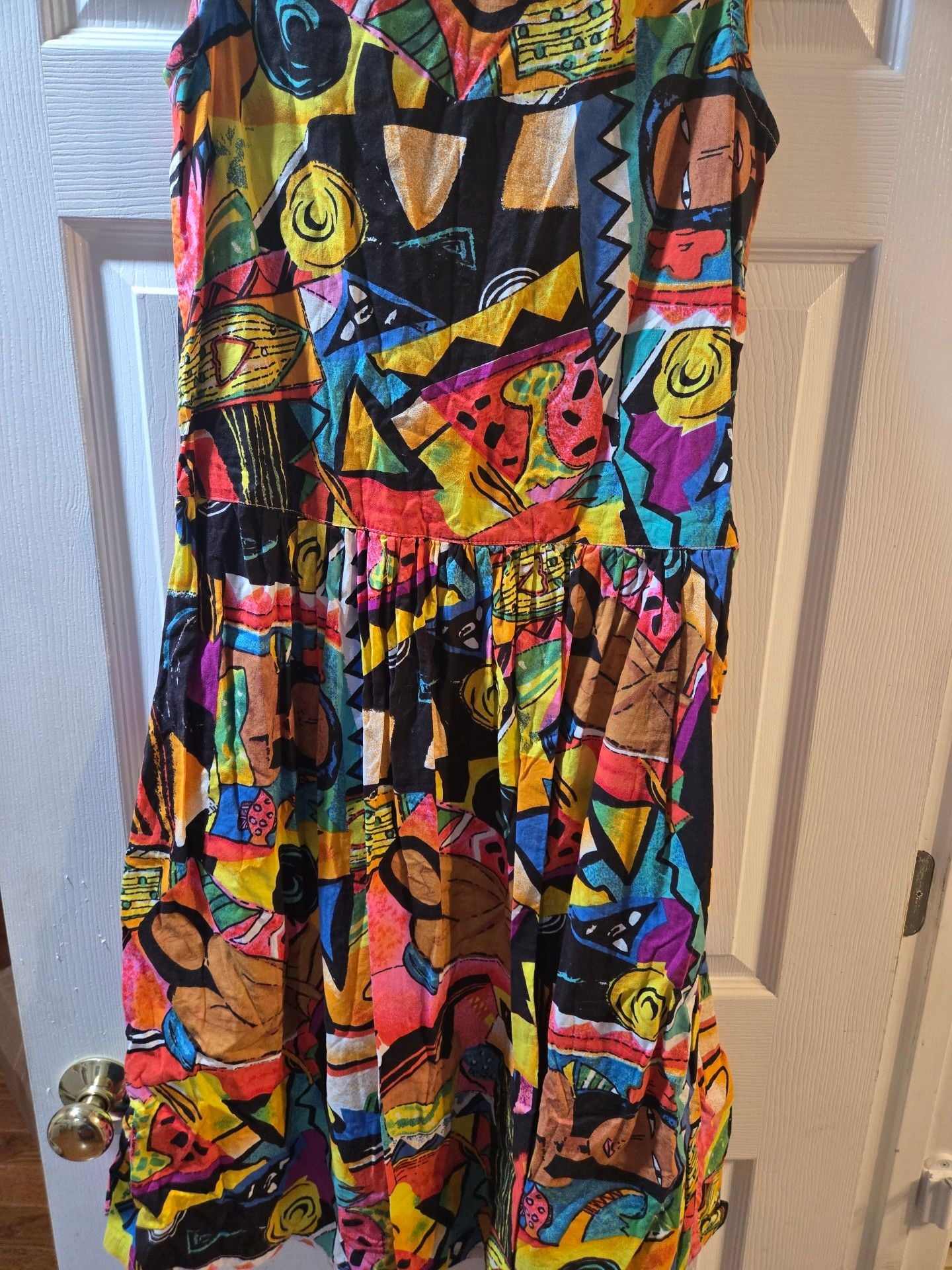 Sita Vintage Abstract Print Sleeveless Dress Size L 9