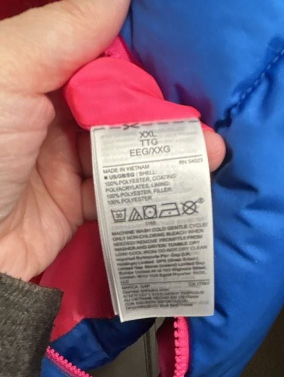 Gap Puffer Vest Size XXL Pink White Blue Colorblock Winter Outerwear 5