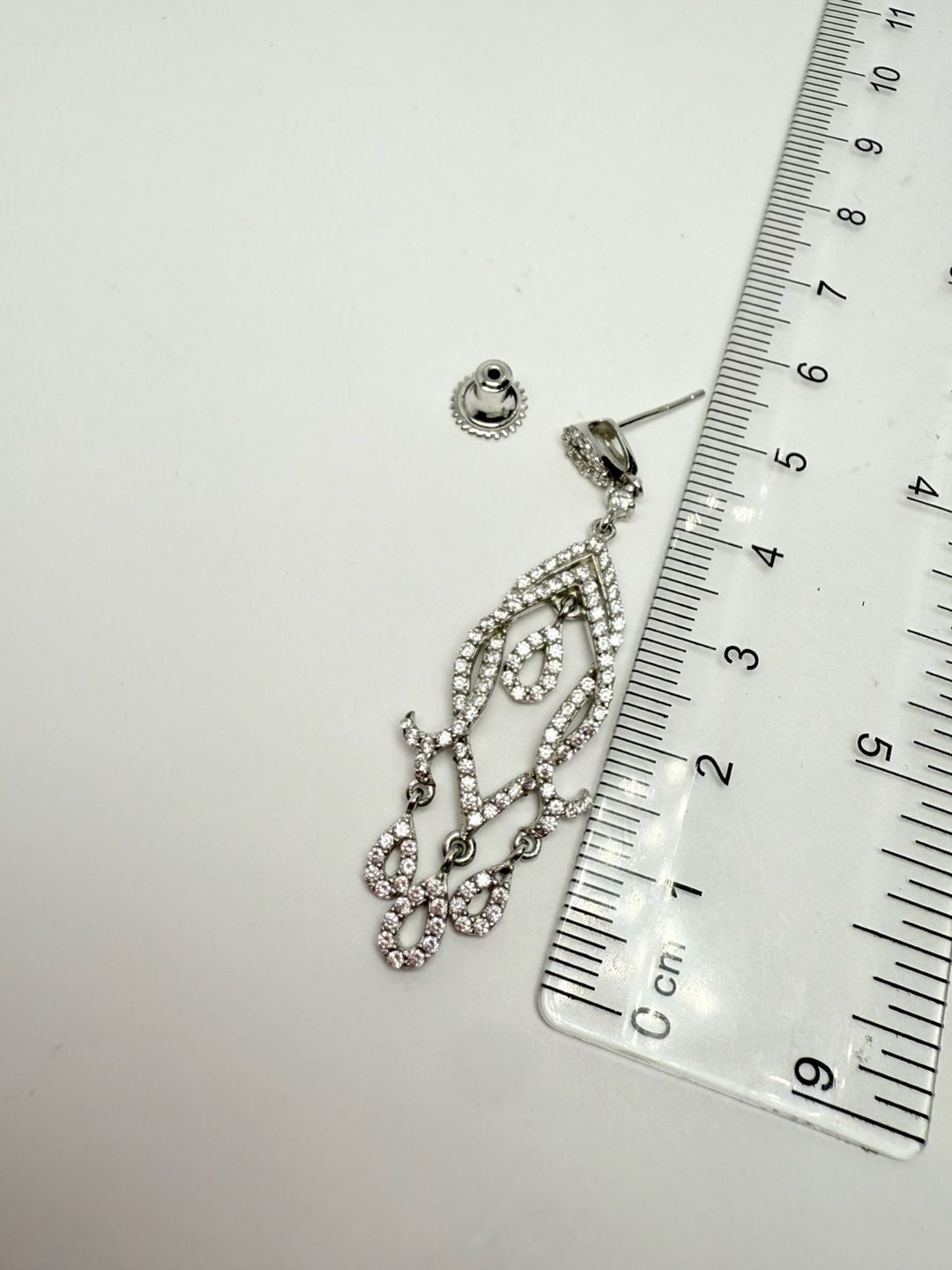 Sterling Silver Chandelier CZ Wedding Earrings, 5