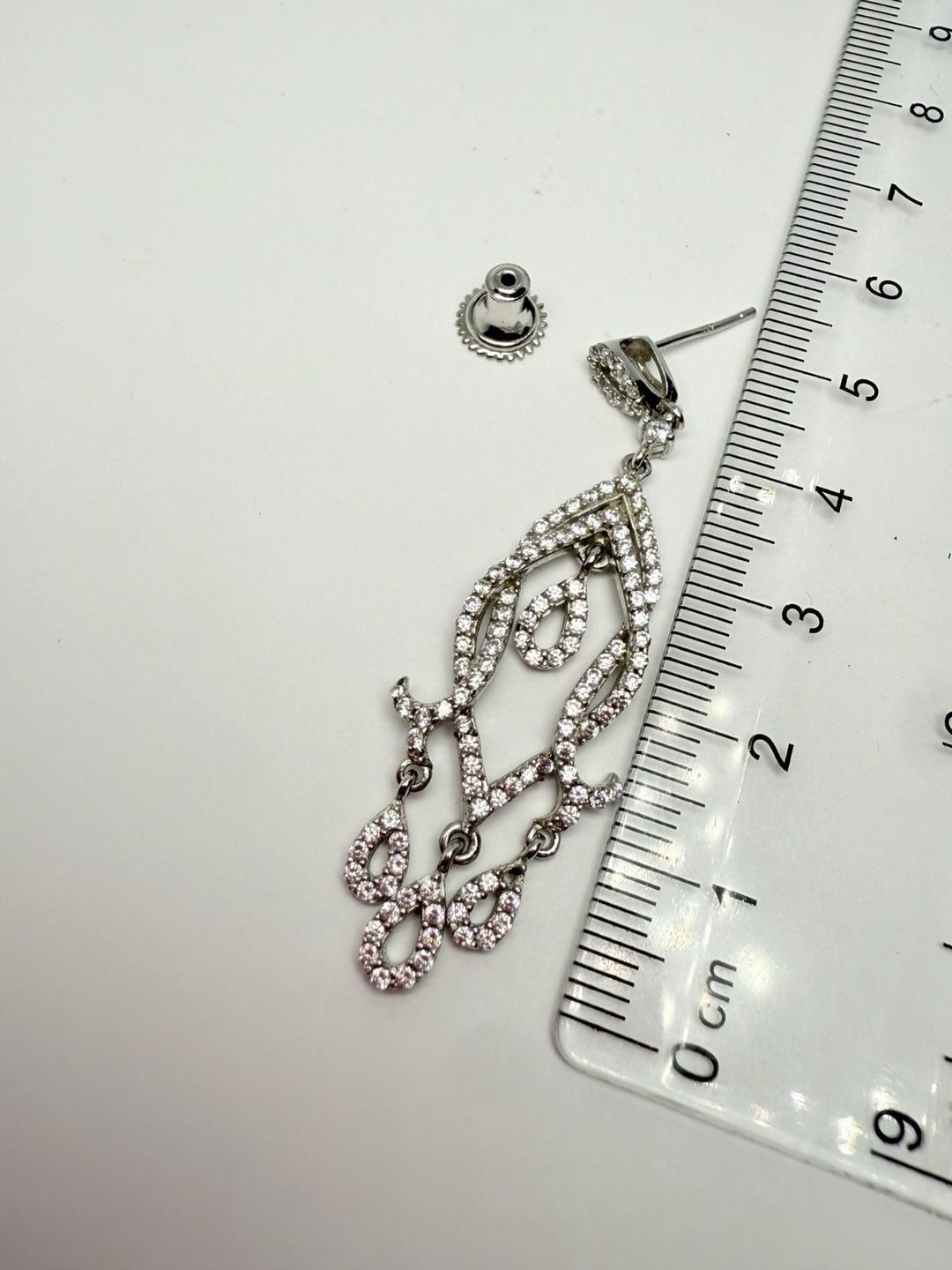Sterling Silver Chandelier CZ Wedding Earrings, 6