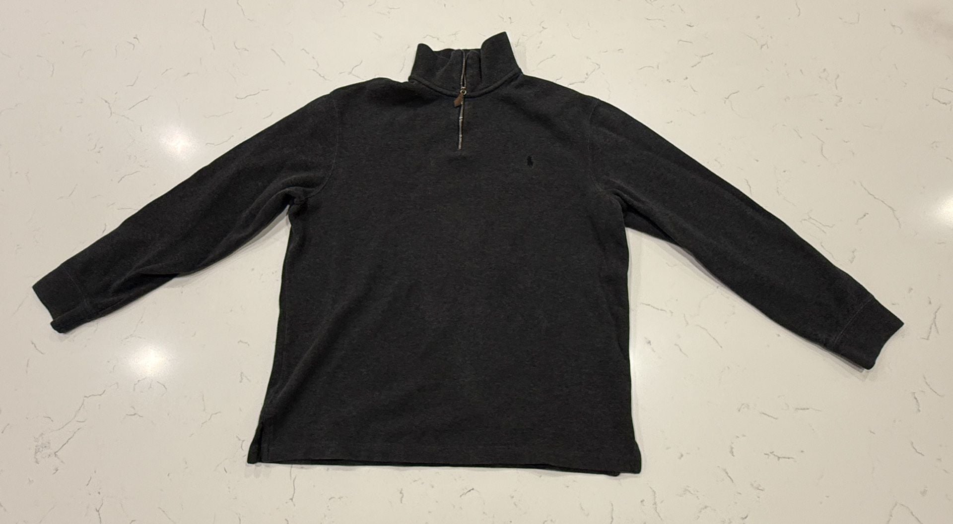 Polo By Ralph Lauren Quarter Zip Sweater Size L Charcoal Gray Cotton 2