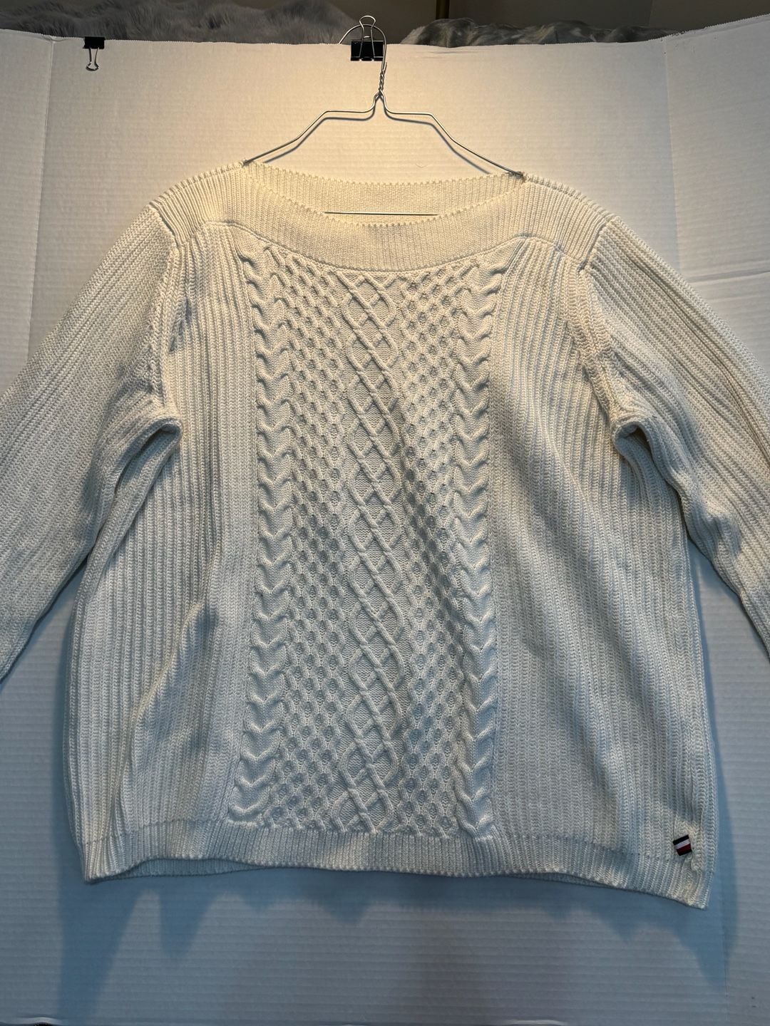 Tommy Hilfiger Cable Knit Sweater Size XL White 3