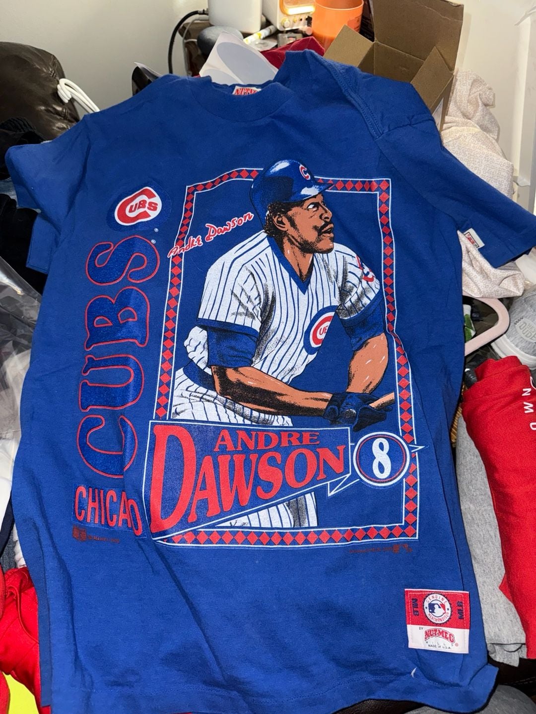 Nutmeg Mills Chicago Cubs Andre Dawson #8 T-Shirt Size M Blue Vintage 2