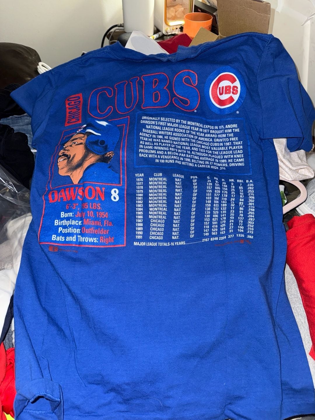 Nutmeg Mills Chicago Cubs Andre Dawson #8 T-Shirt Size M Blue Vintage 4