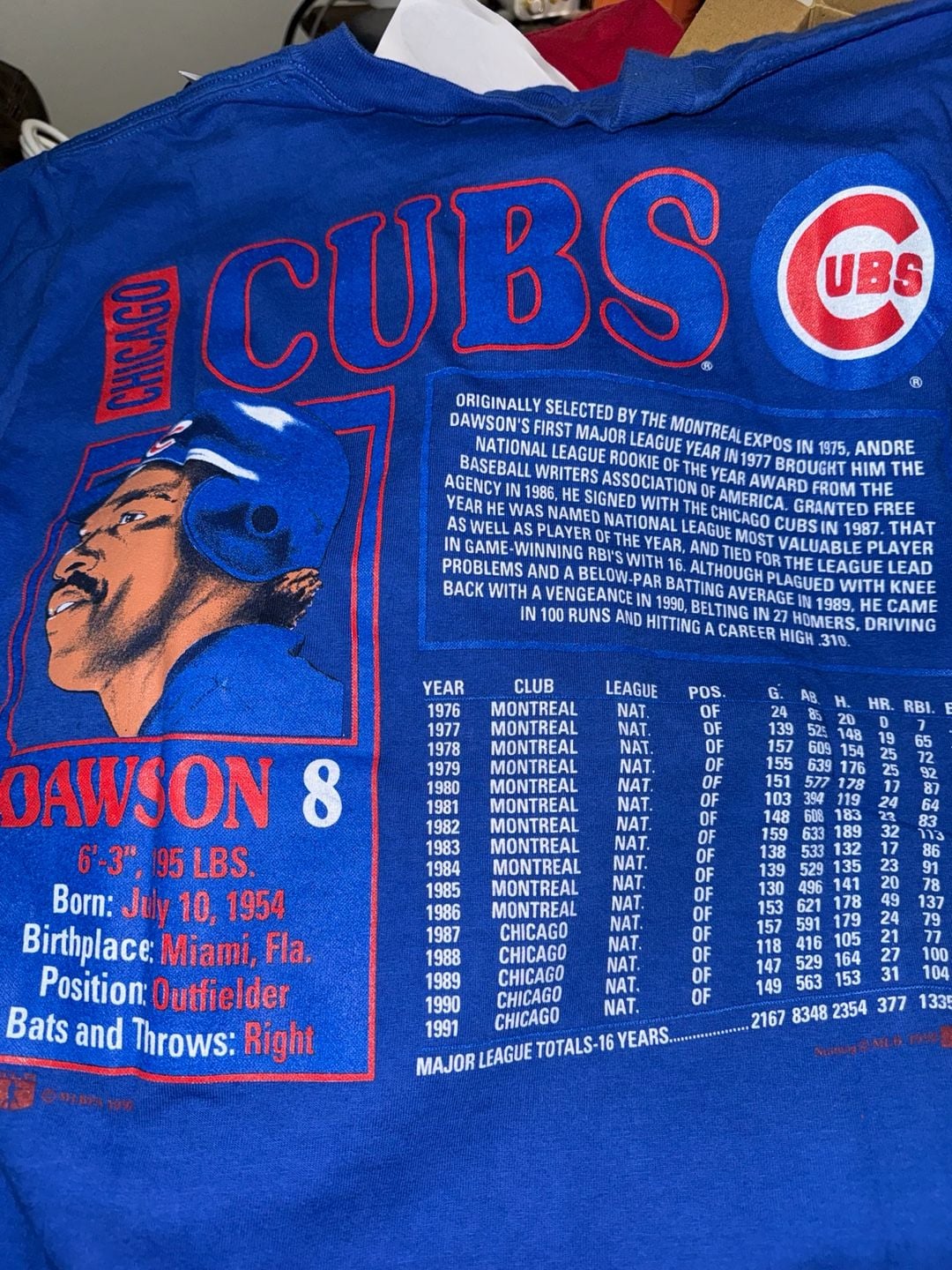Nutmeg Mills Chicago Cubs Andre Dawson #8 T-Shirt Size M Blue Vintage 5