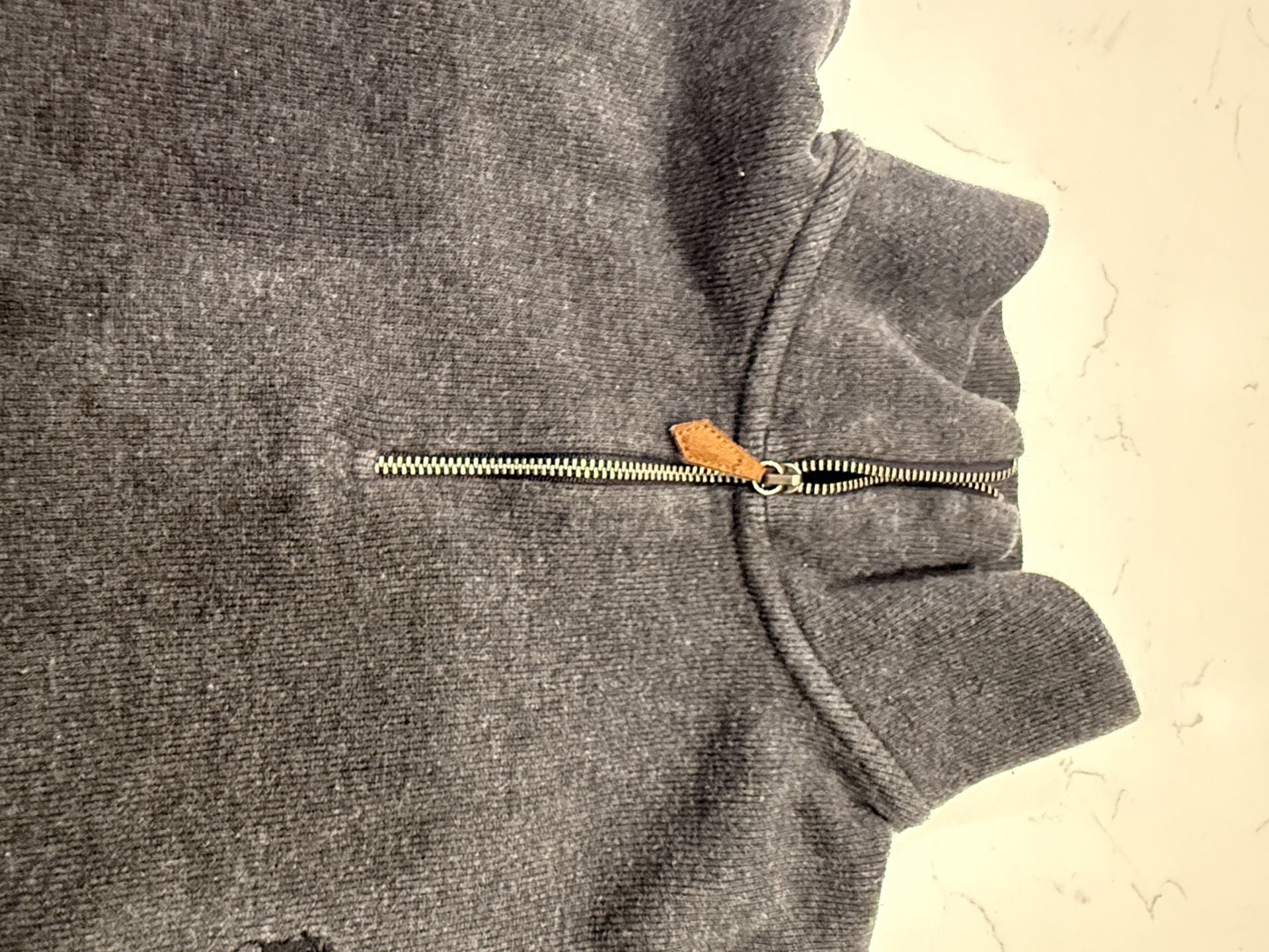 Polo By Ralph Lauren Quarter Zip Sweater Size L Charcoal Gray Cotton 4
