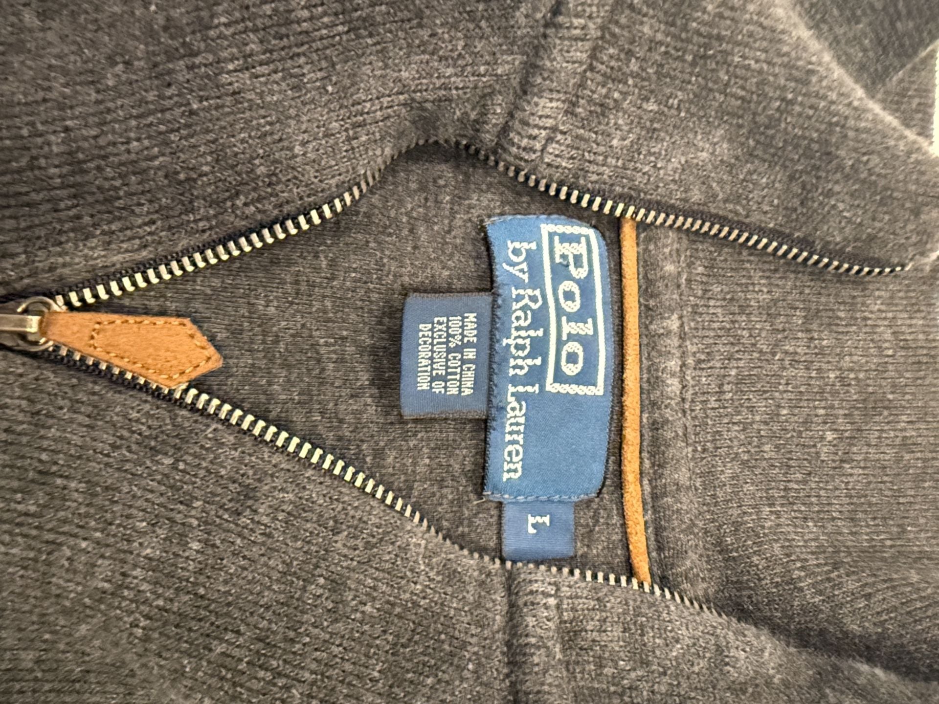 Polo By Ralph Lauren Quarter Zip Sweater Size L Charcoal Gray Cotton 5