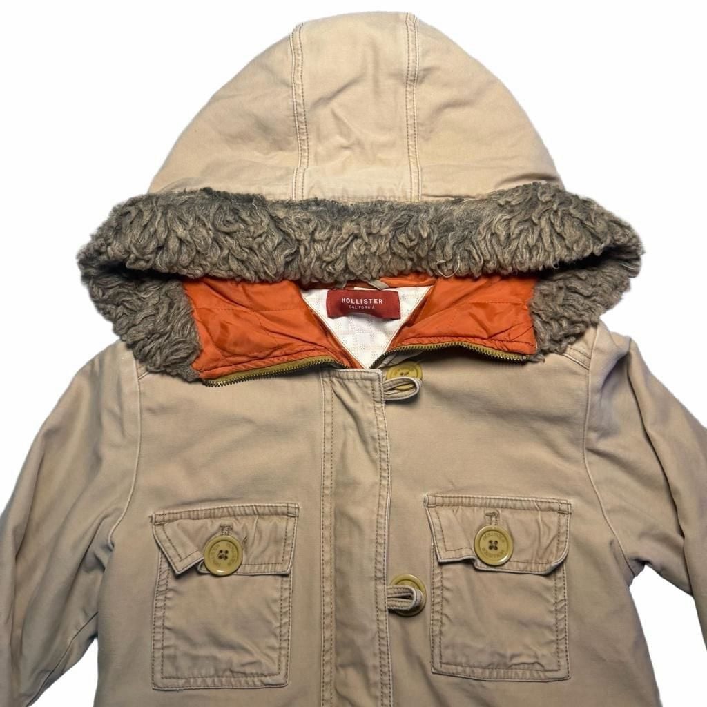Hollister Women’s 2000’s Y2K Faux Fur Hooded Utility Parka Size Large 3