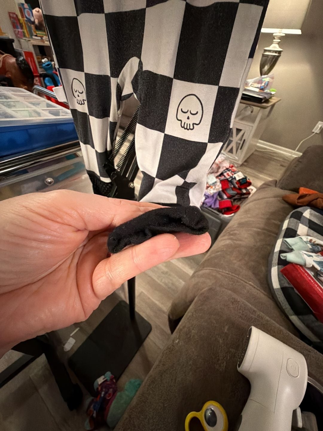 Lazy Bones Footed Sleeper NB Black White Skull Checkered 6