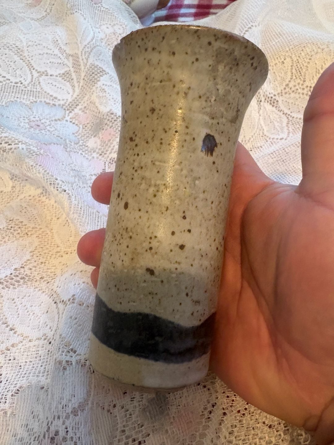 *chipped
Tokheim Stoneware Windmill Vase 1985 Speckled Pottery 3