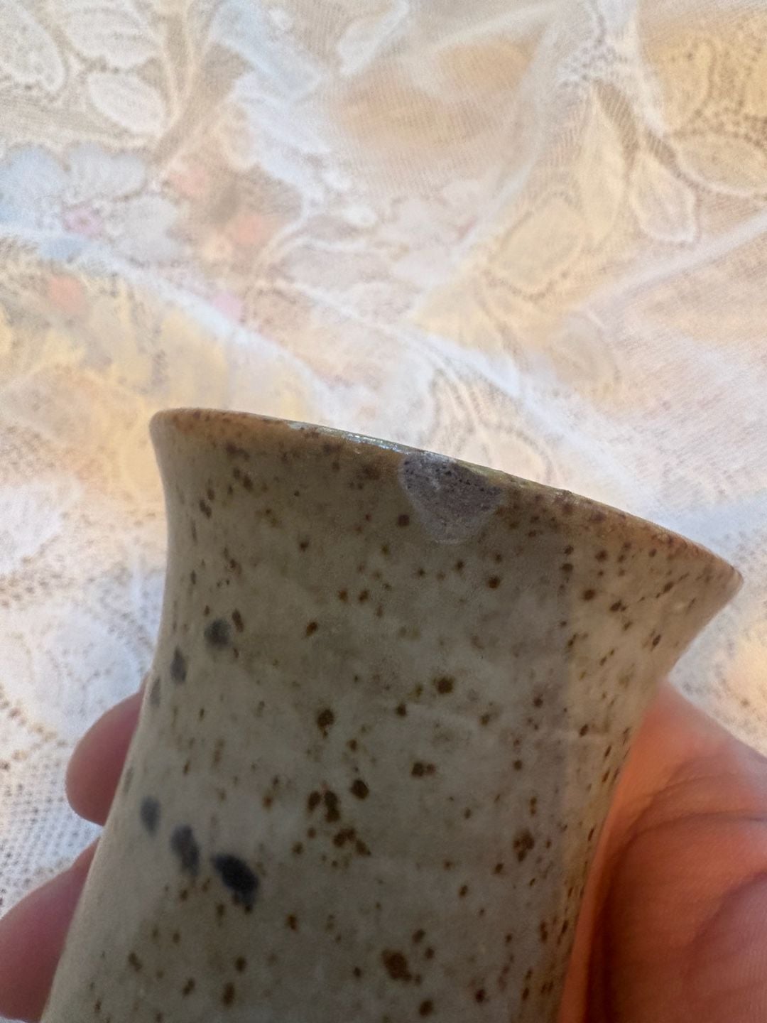 *chipped
Tokheim Stoneware Windmill Vase 1985 Speckled Pottery 5