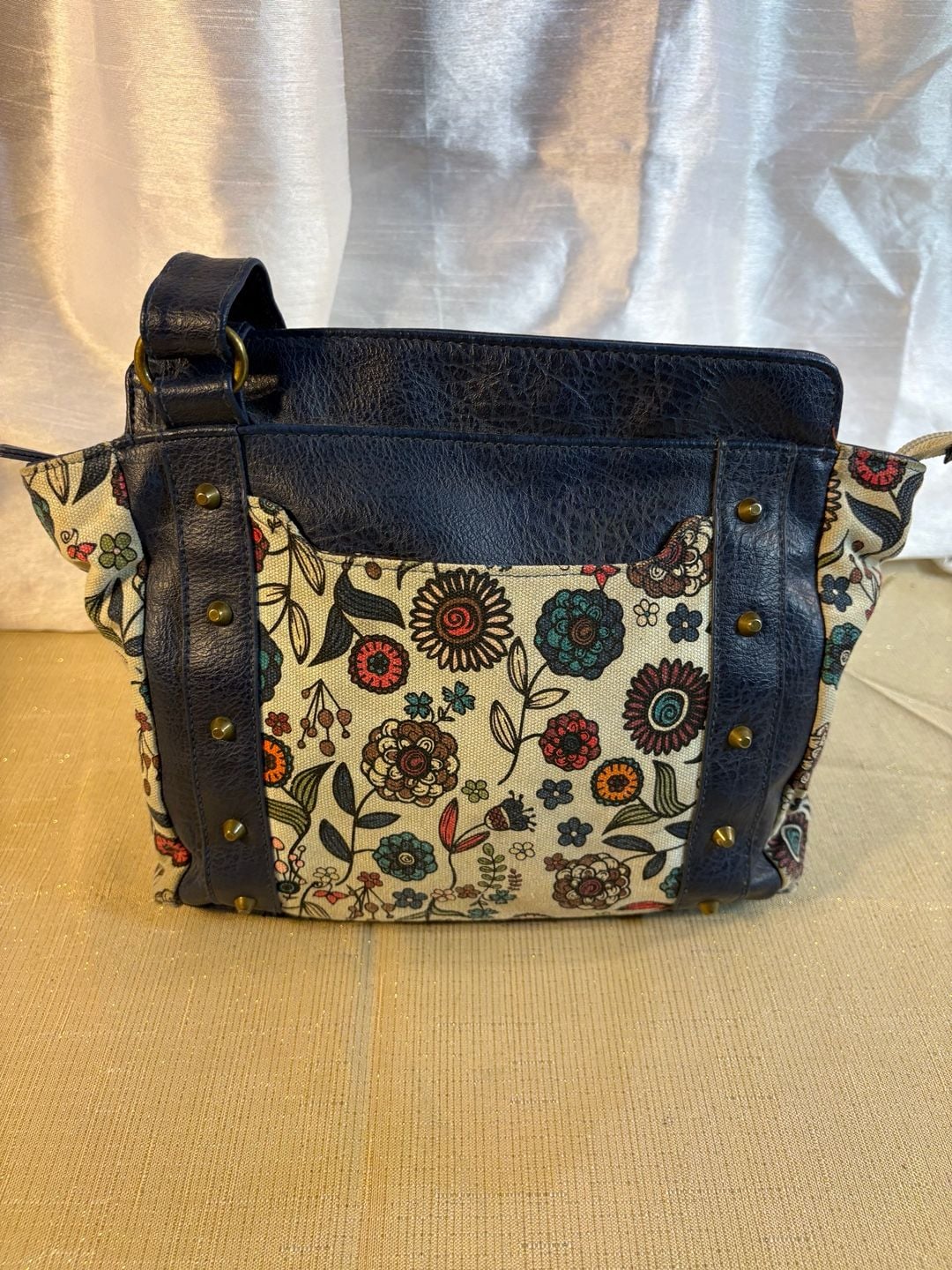 Unbranded Floral Canvas Faux Leather Crossbody Bag 2