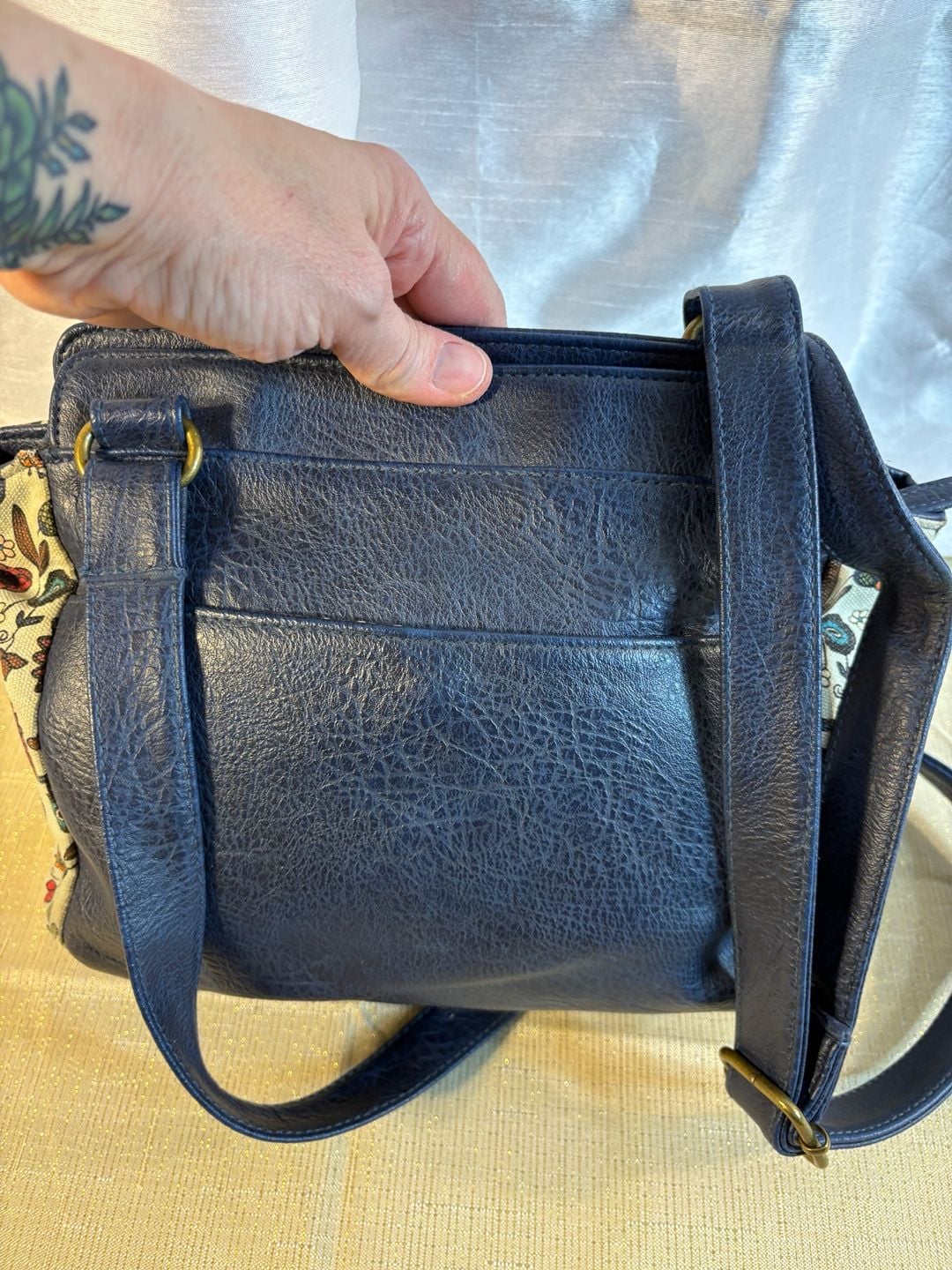 Unbranded Floral Canvas Faux Leather Crossbody Bag 3