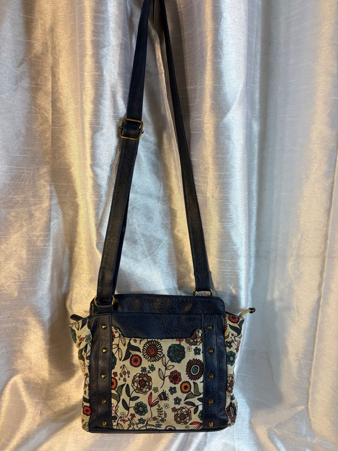 Unbranded Floral Canvas Faux Leather Crossbody Bag 5