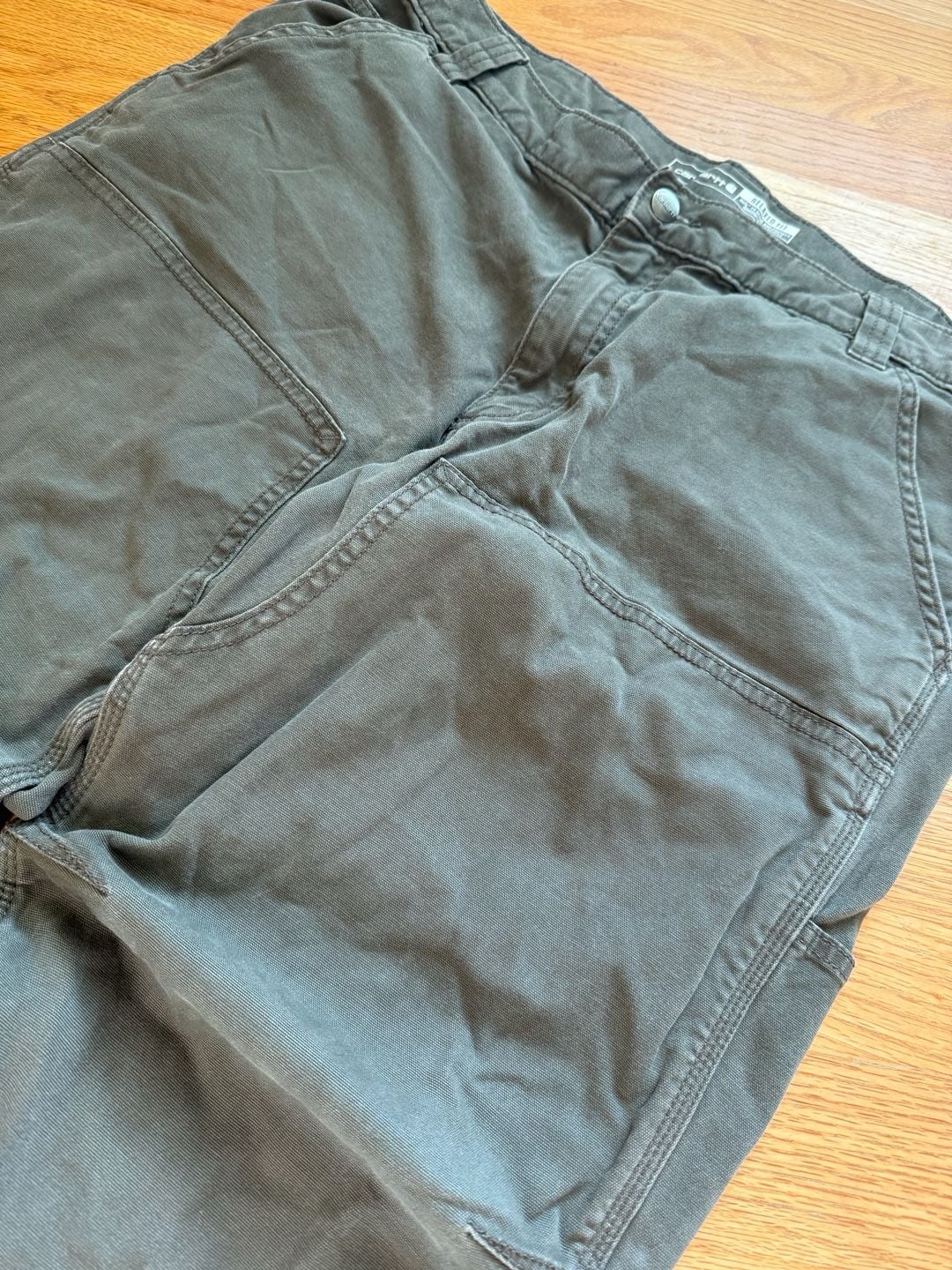 Carhartt Relaxed Fit Work Pants 38x32 Green Duck Canvas Utility 2