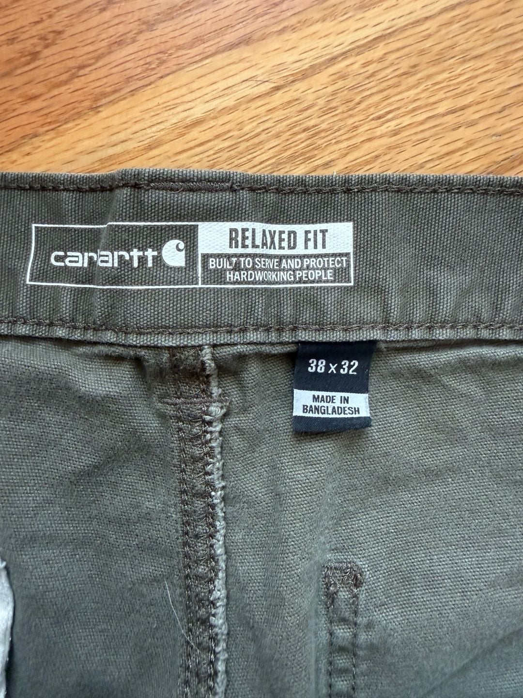 Carhartt Relaxed Fit Work Pants 38x32 Green Duck Canvas Utility 4