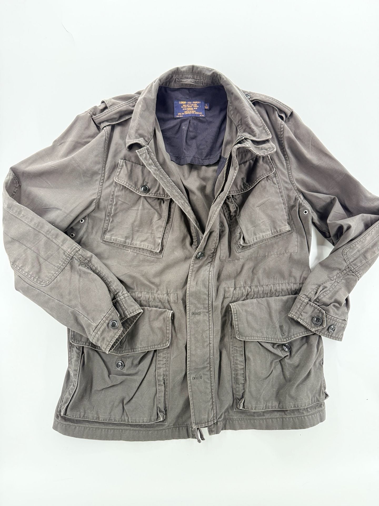 J.Crew A/22 Type G38 Military Field Jacket XL M65 Distressed Gray Utility 2