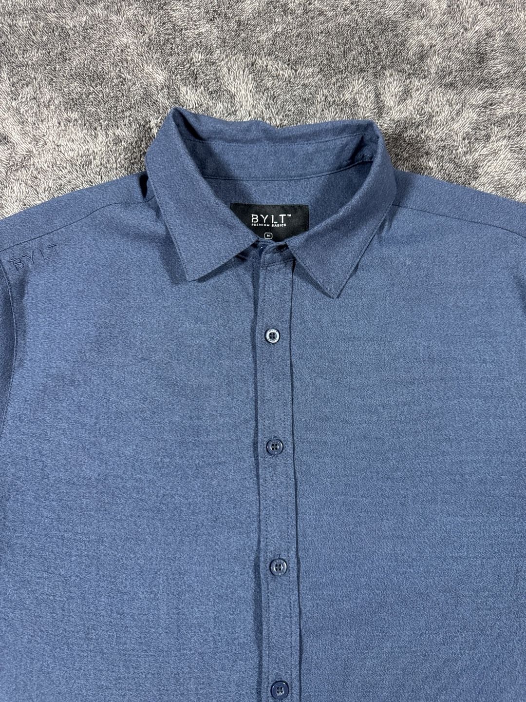Bylt Premium Basics Short Sleeve Button Up Shirt Size M Blue 2