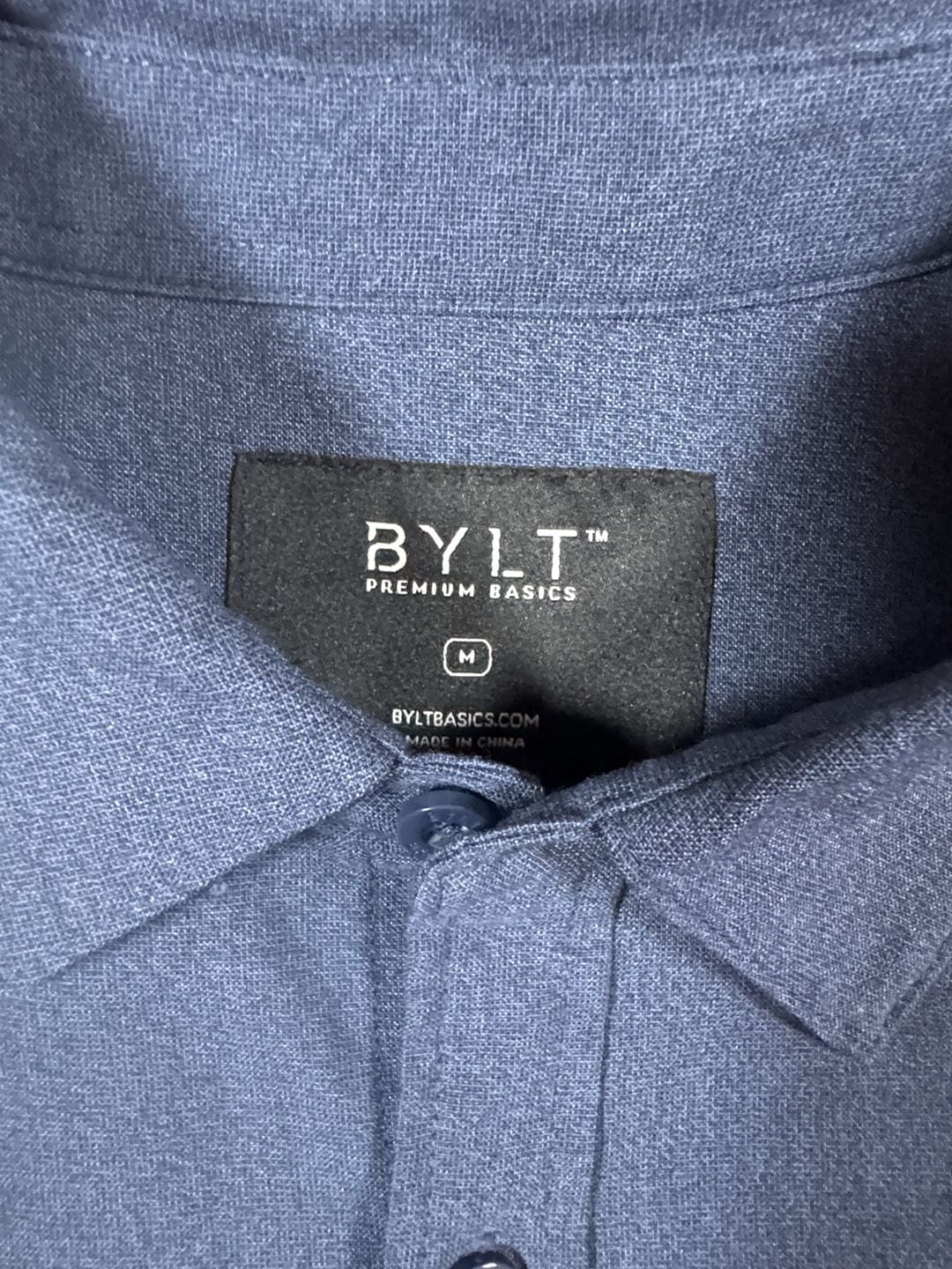 Bylt Premium Basics Short Sleeve Button Up Shirt Size M Blue 3