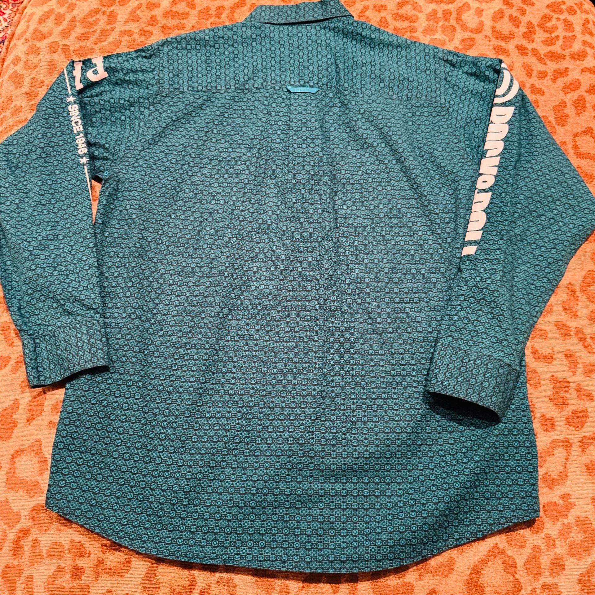 Panhandle Tuf Cooper Men’s M Western Shirt Rodeo Cowboy Pearl Snap Teal 10