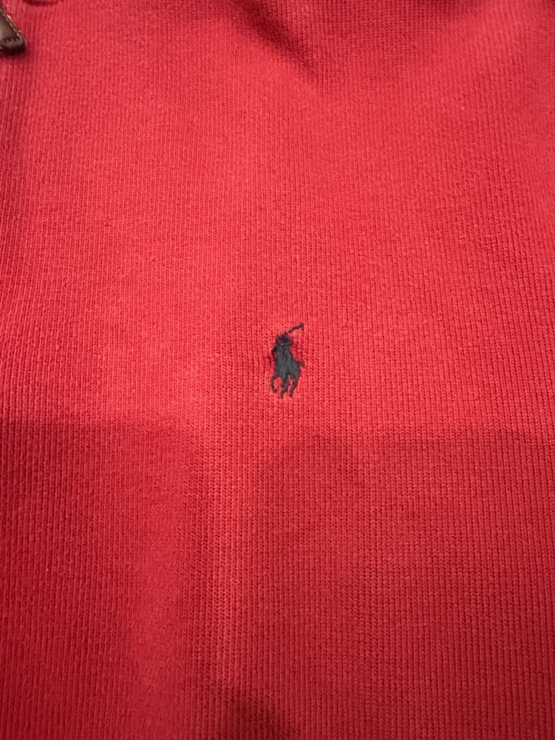 Polo By Ralph Lauren 1/2 Zip Pullover Size L Red Cotton Sweater 3