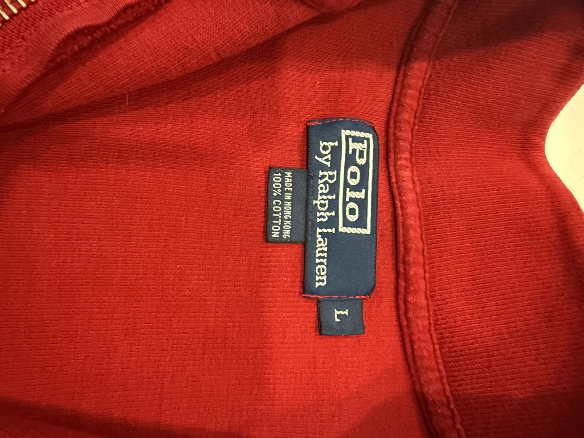 Polo By Ralph Lauren 1/2 Zip Pullover Size L Red Cotton Sweater 5