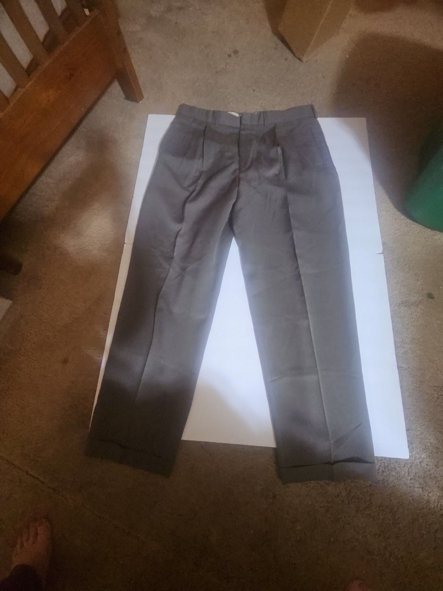 John Henry Dress Pants 38x32 Gray Pleated Polyester Wool 2