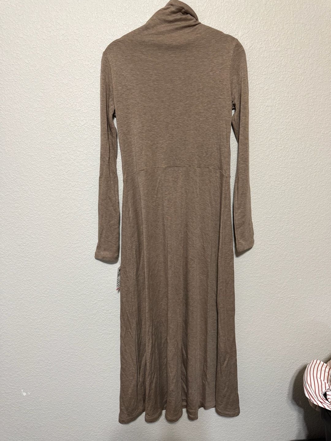 NWOT Vince Cozy Funnel-Neck Long-Sleeve Dress Size XS/TP Camel Jersey 7