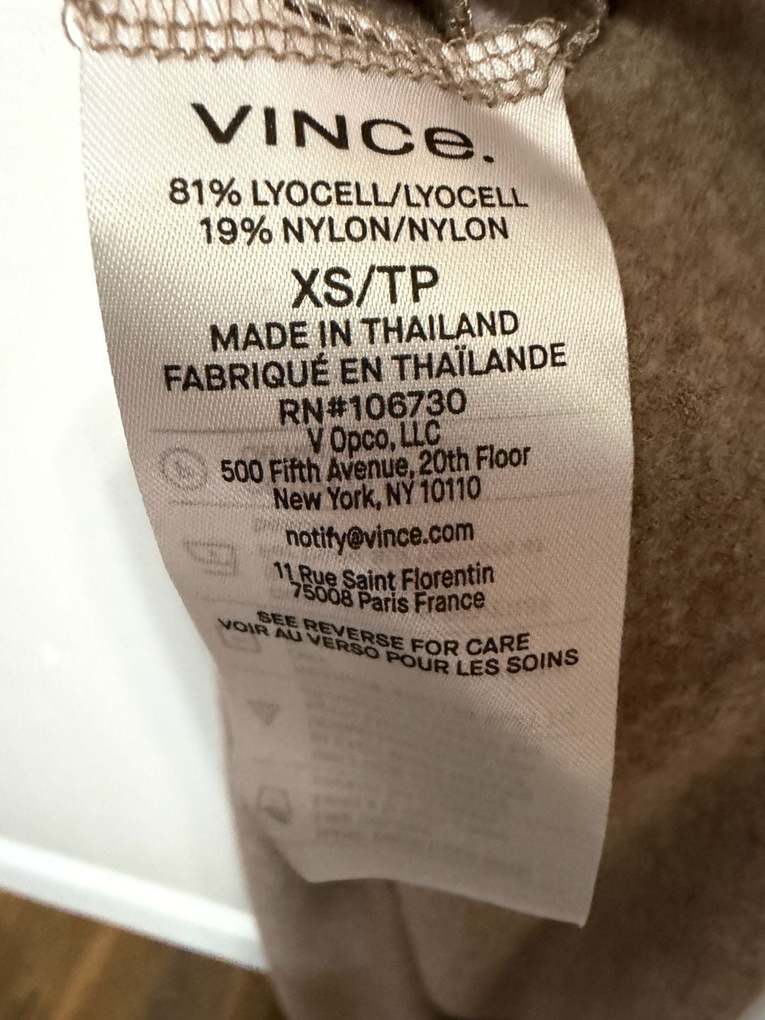 NWOT Vince Cozy Funnel-Neck Long-Sleeve Dress Size XS/TP Camel Jersey 8