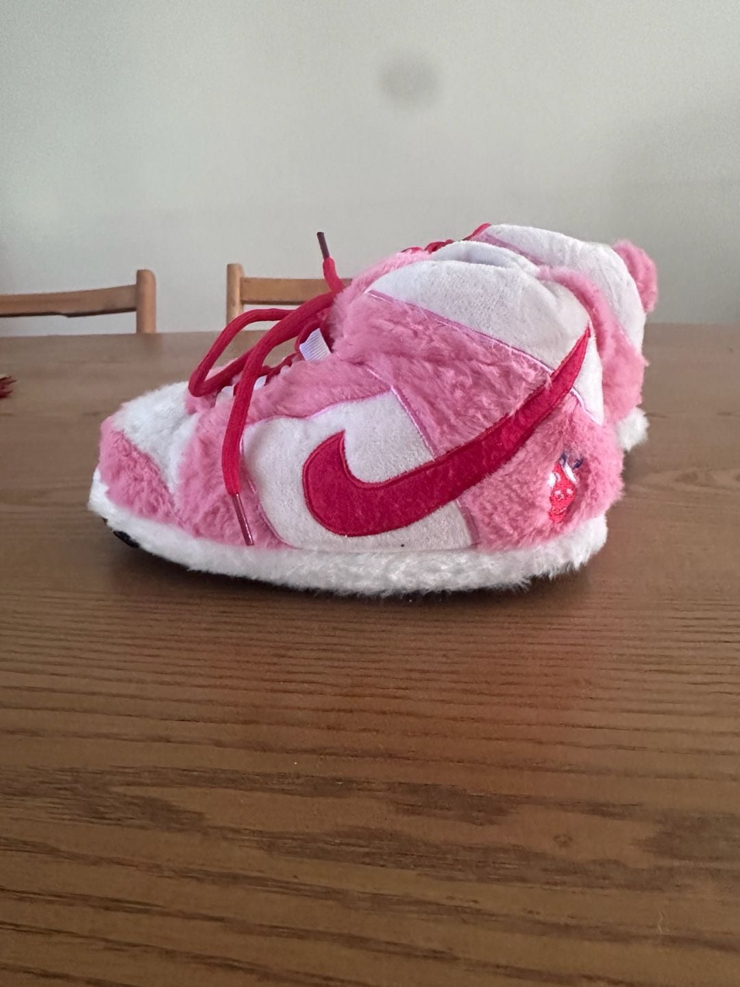 Nike Dunk Style Fuzzy Sneaker Slippers Pink White 4