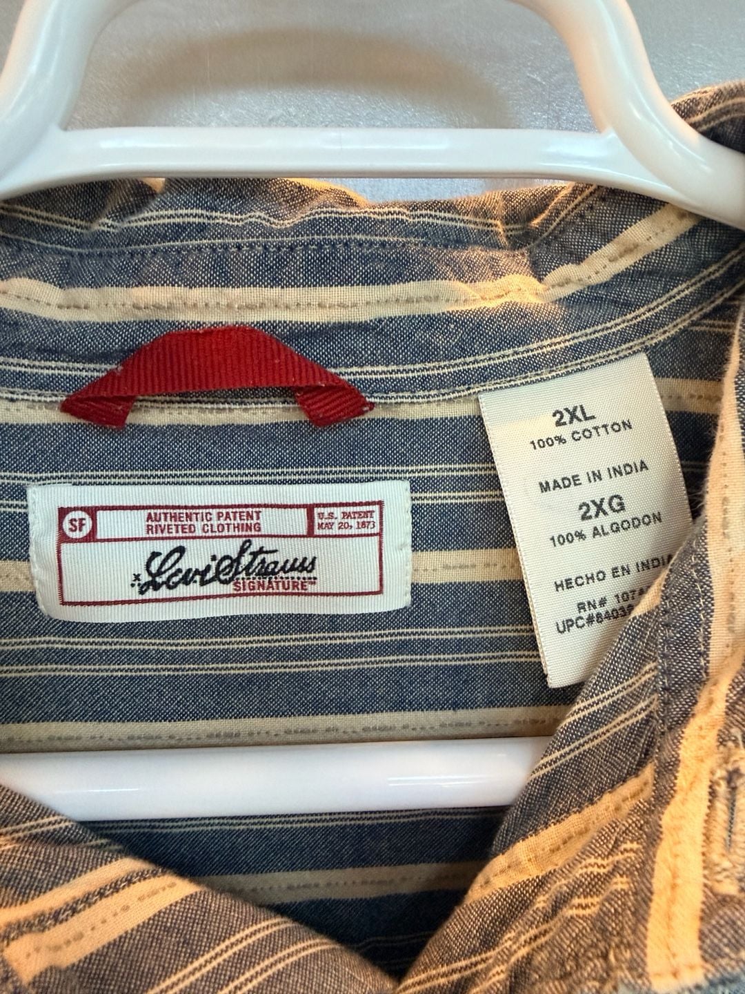 Levi Strauss Signature Long Sleeve Button Down Shirt Size 2XL Blue Striped 4