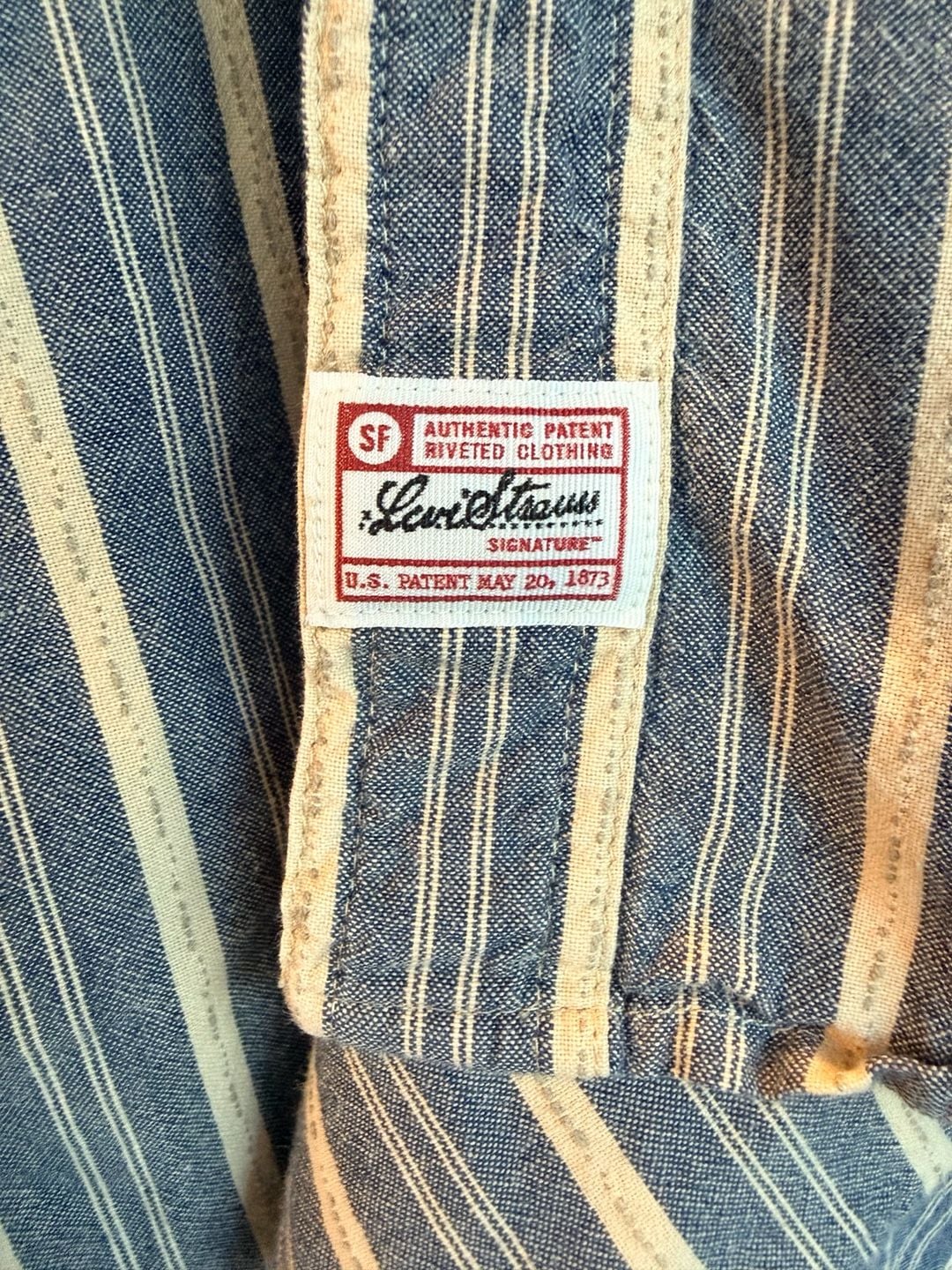 Levi Strauss Signature Long Sleeve Button Down Shirt Size 2XL Blue Striped 5